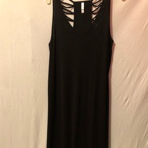 Long black maxi dress with back cutouts